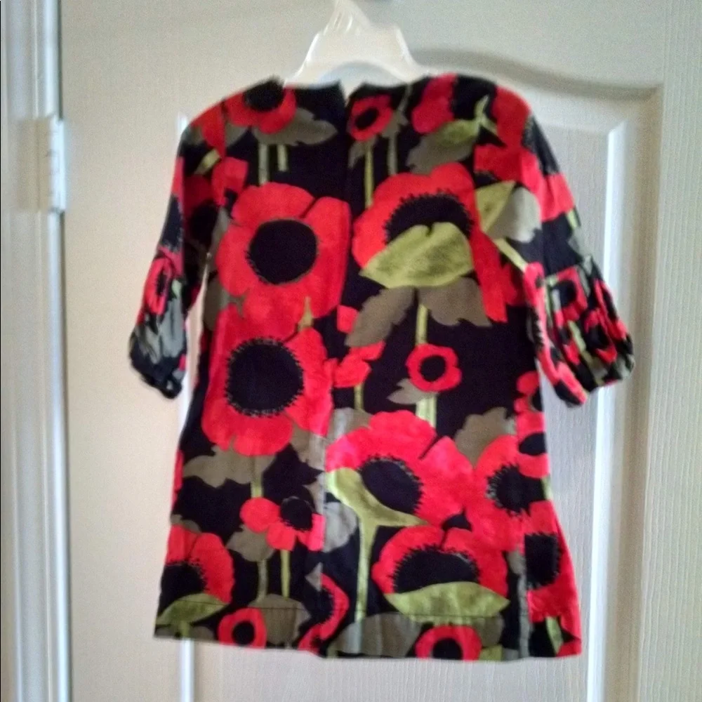 Baby Gap Red And Olive Floral Cotton Dress Size 3T